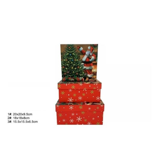 SET 3 CAJAS REGALO 20X20X9.5CM NAVIDAD (7620)