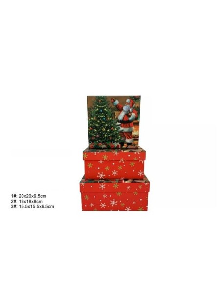 SET 3 CAJAS REGALO 20X20X9.5CM NAVIDAD (7620)