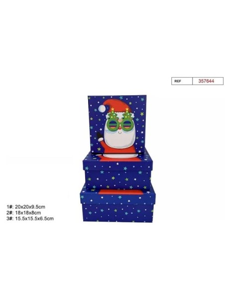 SET 3 CAJAS REGALO 20X20X9.5CM NAVIDAD (7644)