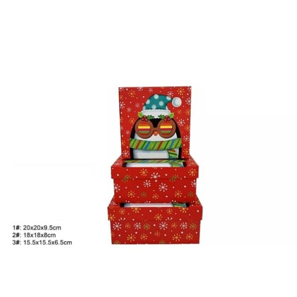 SET 3 CAJAS REGALO 20X20X9.5CM NAVIDAD (7651)
