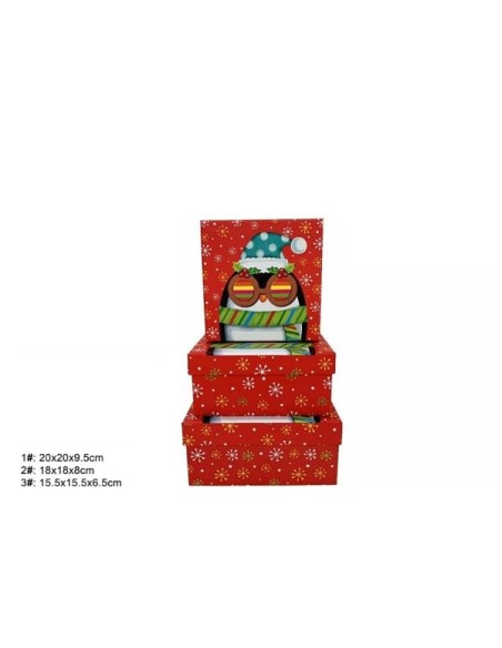 SET 3 CAJAS REGALO 20X20X9.5CM NAVIDAD (7651)