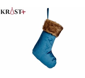 CALCETIN NAVIDEÑO TERCIOPELO AZUL