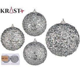 JGO 2 BOLAS NAVIDAD 10CM PLATA BRILLANTE SURT 4