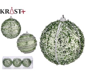 JGO 3 BOLAS NAVIDAD 8CM VERDE RELIEVE SURT 4