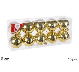 10 BOLAS ORO BRILLO 6cm