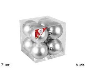8 BOLAS PLATA MATE 7cm