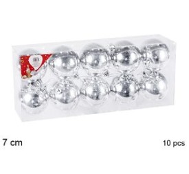 10 BOLAS PLATA BRILLO 7cm