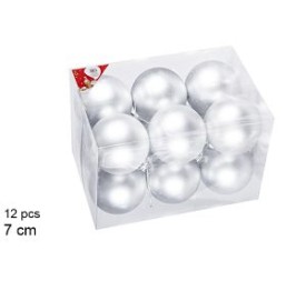 12 BOLAS PLATA MATE 7cm