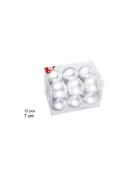 12 BOLAS PLATA MATE 7cm