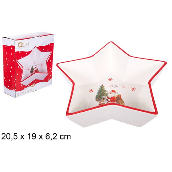 BANDEJA CERAMICA FORMA ESTRELLA NAVIDAD