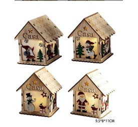 DECORACION CASITA MADERA CON LUZ 9.5*8*11CM