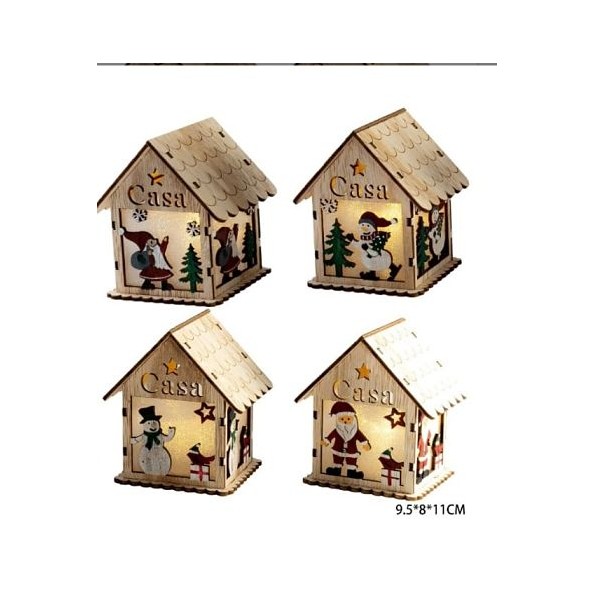 DECORACION CASITA MADERA CON LUZ 9.5*8*11CM