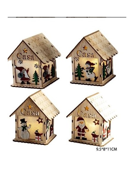DECORACION CASITA MADERA CON LUZ 9.5*8*11CM