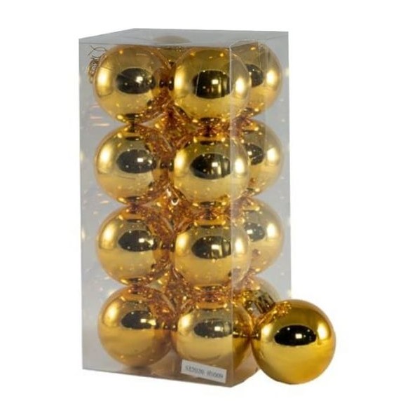 COLGANTE DE BOLAS 5CM ORO BRILLANTE SET 16PCS