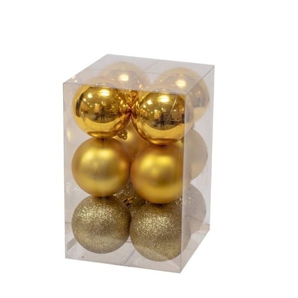 COLGANTE DE BOLAS 6CM ORO MIXTO SET 12PCS