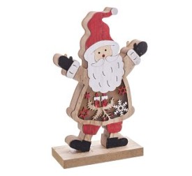 FIGURA PAPA NOEL CON LUZ MADERA 13,40 X 6 X 21 CM