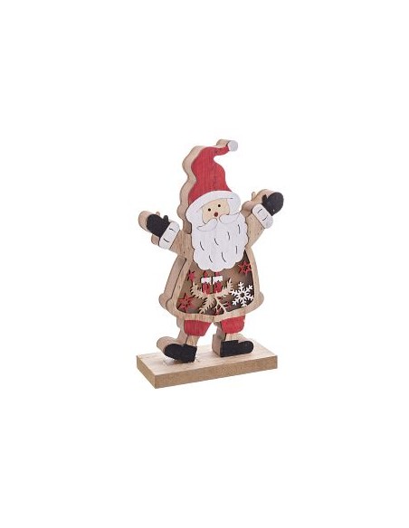 FIGURA PAPA NOEL CON LUZ MADERA 13,40 X 6 X 21 CM