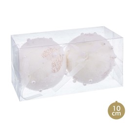 S/2 BOLAS PERLAS POLYFOAM BLANCO 10 X 10 X 10 CM