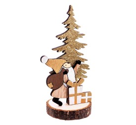 TRONCO ÁRBOL PAPA NOEL MADERA 7,50 X 7 X 15,50 CM