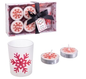 S/4 VELA TEALIGHT ROJO METÁLICO NAVIDAD 14,70 X 9 X 5,50 CM