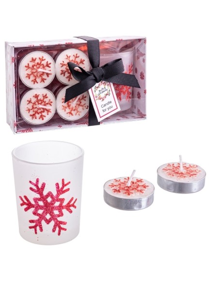 S/4 VELA TEALIGHT ROJO METÁLICO NAVIDAD 14,70 X 9 X 5,50 CM
