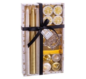 S/3 VELA CANDELABRO ORO NAVIDAD 27 X 15 X 5 CM