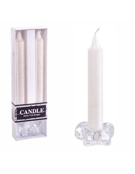 S/2 VELA CANDELABRO BLANCO NACARADO 15,20 X 5,40 X 2,30 CM