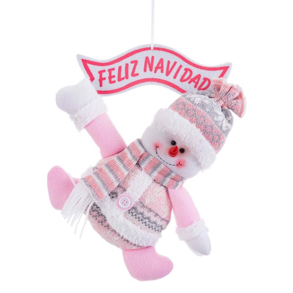 MUÑECO NIEVE FELIZ NAVIDAD TEJIDO 27 CM