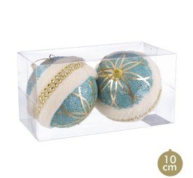 S/2 BOLAS FOAM TURQUESA-ORO 10 X 10 X 10 CM