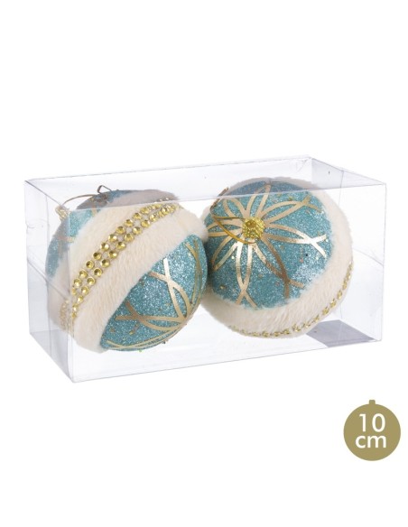 S/2 BOLAS FOAM TURQUESA-ORO 10 X 10 X 10 CM