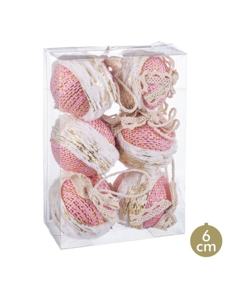 S/6 BOLAS CENEFA FOAM ROSA 6 X 6 X 6 CM