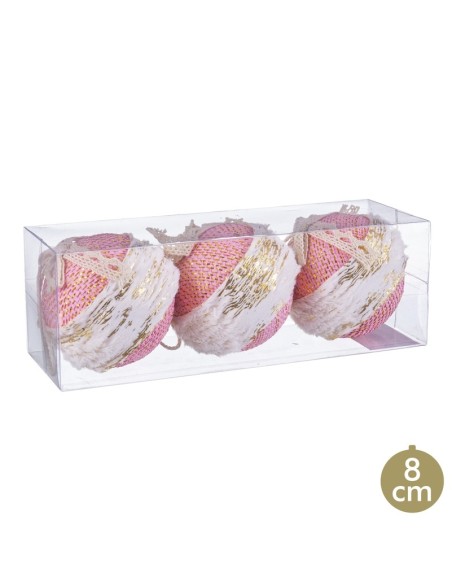 S/3 BOLAS CENEFA FOAM ROSA 8 X 8 X 8 CM