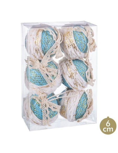 S/6 BOLAS CENEFA FOAM TURQUESA 6 X 6 X 6 CM