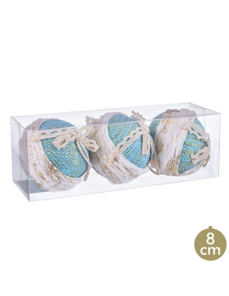 S/3 BOLAS CENEFA FOAM TURQUESA 8 X 8 X 8 CM