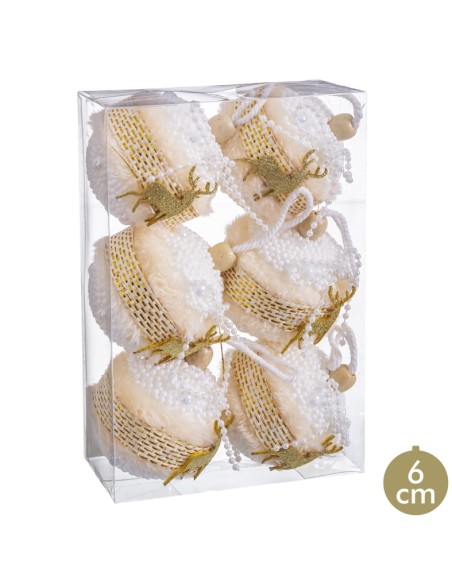 S/6 BOLAS CIERVO FOAM ORO 6 X 6 X 6 CM