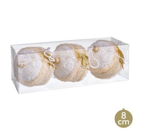 S/3 BOLAS CIERVO FOAM ORO 8 X 8 X 8 CM