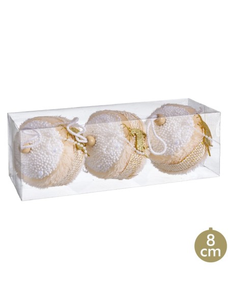 S/3 BOLAS CIERVO FOAM ORO 8 X 8 X 8 CM