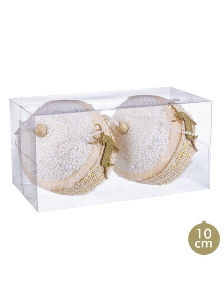 S/2 BOLAS CIERVO FOAM ORO 10 X 10 X 10 CM