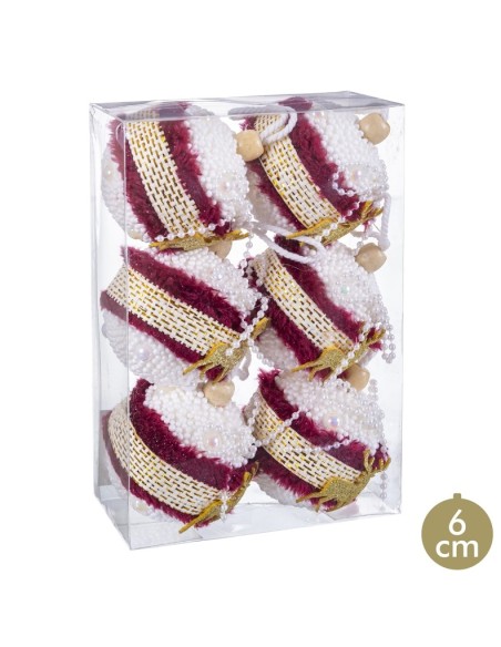 S/6 BOLAS CIERVO FOAM BURDEOS 6 X 6 X 6 CM