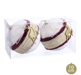 S/2 BOLAS CIERVO FOAM BURDEOS 10 X 10 X 10 CM