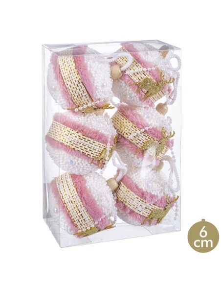 S/6 BOLAS CIERVO FOAM ROSA 6 X 6 X 6 CM
