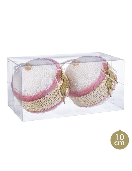 S/2 BOLAS CIERVO FOAM ROSA 10 X 10 X 10 CM