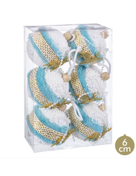 S/6 BOLAS CIERVO FOAM TURQUESA 6 X 6 X 6 CM