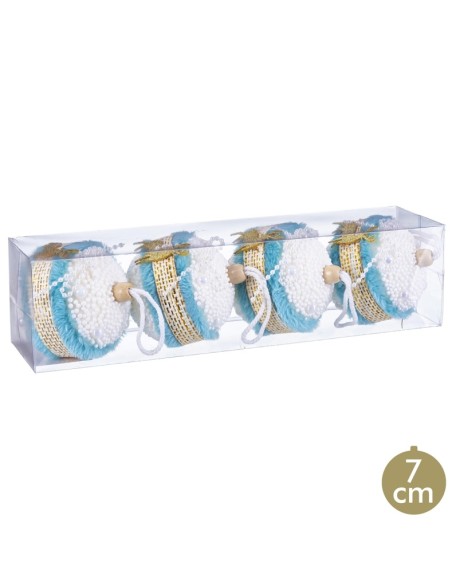 S/4 BOLAS CIERVO FOAM TURQUESA 7 X 7 X 7 CM