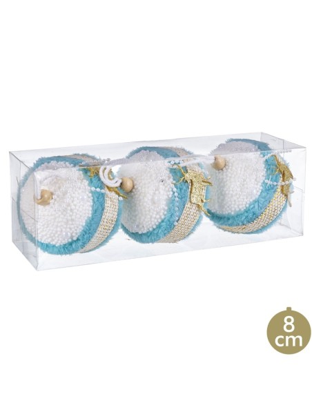 S/3 BOLAS CIERVO FOAM TURQUESA 8 X 8 X 8 CM