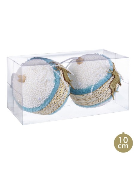 S/2 BOLAS CIERVO FOAM TURQUESA 10 X 10 X 10 CM