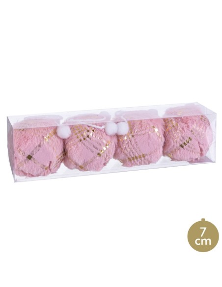 S/4 BOLAS CUADROS FOAM ROSA 7 X 7 X 7 CM