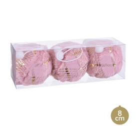 S/3 BOLAS CUADROS FOAM ROSA 8 X 8 X 8 CM