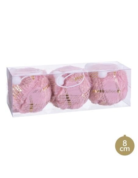 S/3 BOLAS CUADROS FOAM ROSA 8 X 8 X 8 CM