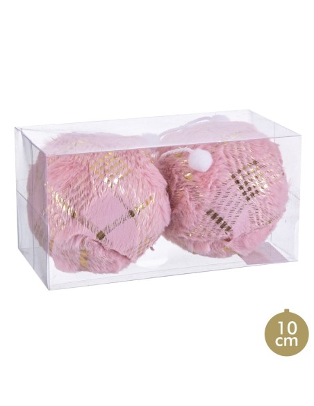 S/2 BOLAS CUADROS FOAM ROSA 10 X 10 X 10 CM
